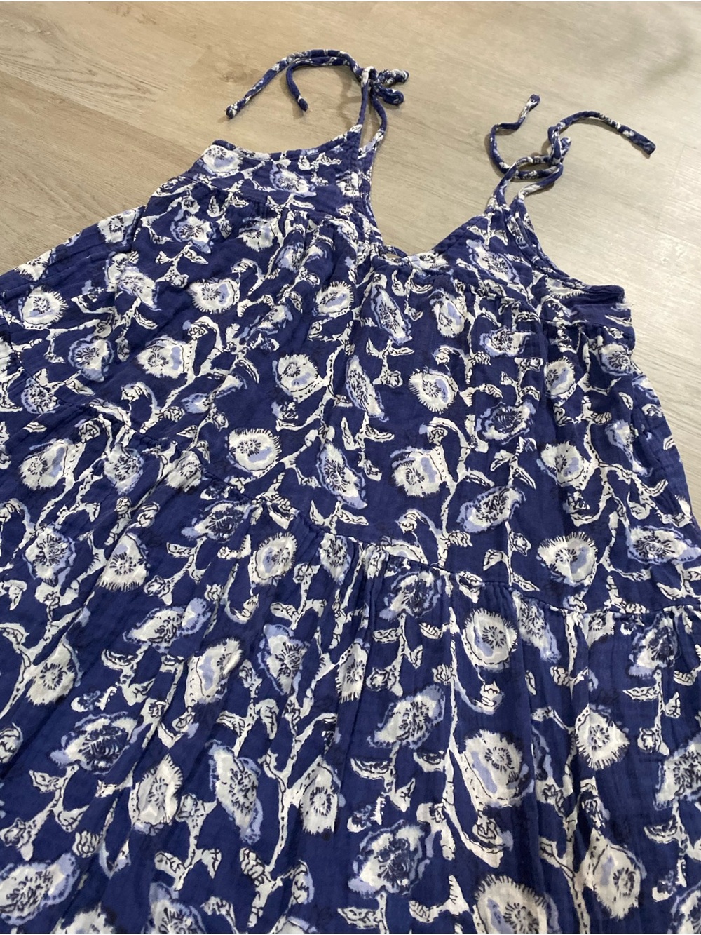 Natural Life Brooklynn Cotton Gauze Maxi Dress Blue & White Floral Medium - Picture 3 of 8